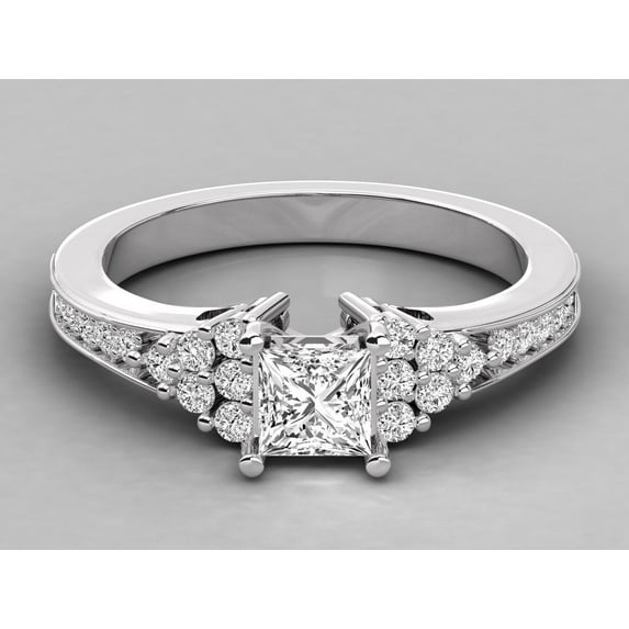solitaire jewels 0.5CT Princess Moissanit Solitaire Engagement Ring For Women, 14K Gold Plating Over Silver, D Color VVS Clarity