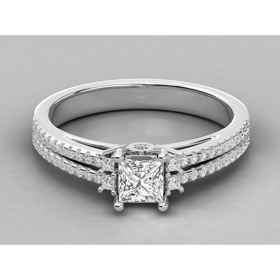 solitaire jewels 0.5CT Princess Moissanit Split Shank Engagement Ring For Women, 925 Silver, D Color VVS Clarity