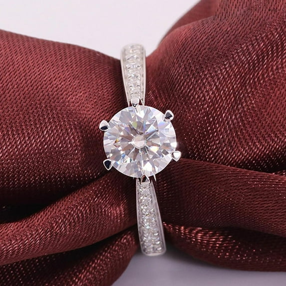 solitaire jewels 1.15CT Round Moissanite Engagement Ring For Women, 14K Rose Gold