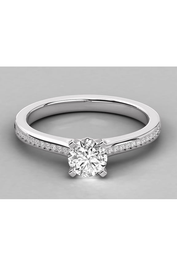 1.15CT Round Moissanite Solitaire Engagement Ring For Women, 18K Gold Over Silver, D Color VVS Clarity
