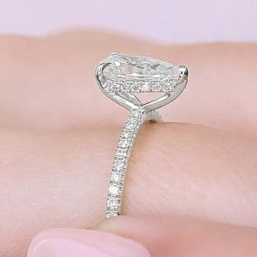 solitaire jewels 1.35 Pear Moissanite Hidden Halo Engagement Ring For Women, 10K White Gold