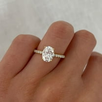 solitaire jewels 1.35CT Dainty Oval Moissanite Hidden Halo Engagement Ring For Women, 14K Yellow Gold