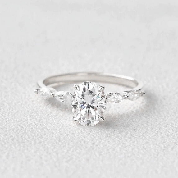 solitaire jewels 1.3CT Dainty Oval Moissanite Solitaire Engagement Ring For Women, 10K White Gold