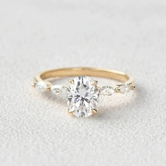 solitaire jewels 1.3CT Dainty Oval Moissanite Solitaire Engagement Ring For Women, 10K Yellow Gold