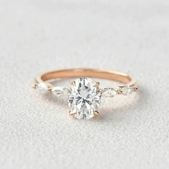 solitaire jewels 1.3CT Dainty Oval Moissanite Solitaire Engagement Ring For Women, 18K Rose Gold