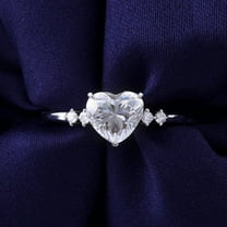 solitaire jewels 1.5CT Heart Moissanite 5 Stone Engagement Ring For Women, 14K Yellow Gold