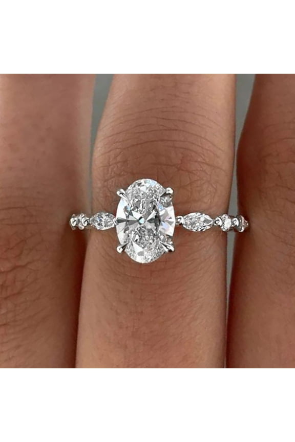 1.5CT Oval Moissanite Hidden Halo Engagement Ring For Women, 10K White Gold