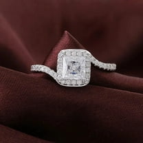 solitaire jewels 1.5CT Princess Moissanite Halo Engagement Ring For Women, 14K Yellow Gold