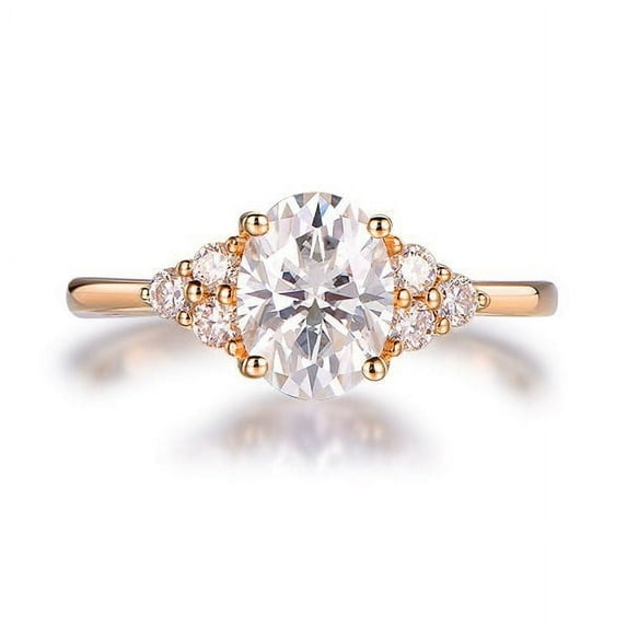 solitaire jewels 1.75CT Muse Setting Oval Moissanite Engagement Ring For Women, 10K Rose Gold