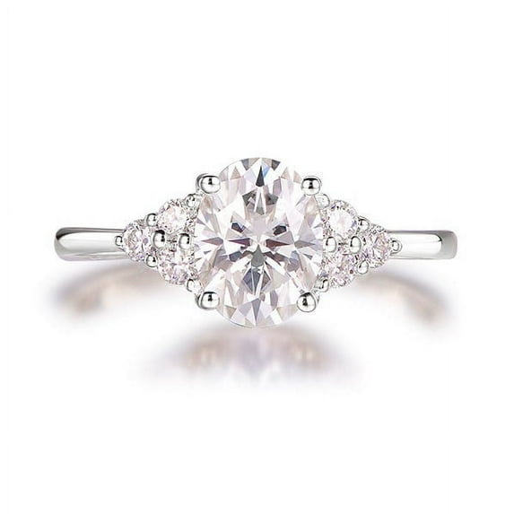 solitaire jewels 1.75CT Muse Setting Oval Moissanite Engagement Ring For Women, 18K White Gold