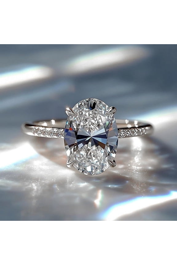 1.75CT Oval Moissanite Solitaire Engagement Ring For Women, 10K White Gold