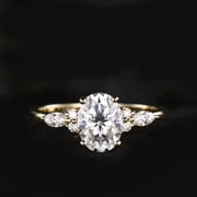 solitaire jewels 1.75CT Oval Moissanite Solitaire Engagement Ring For Women, 10K Yellow Gold