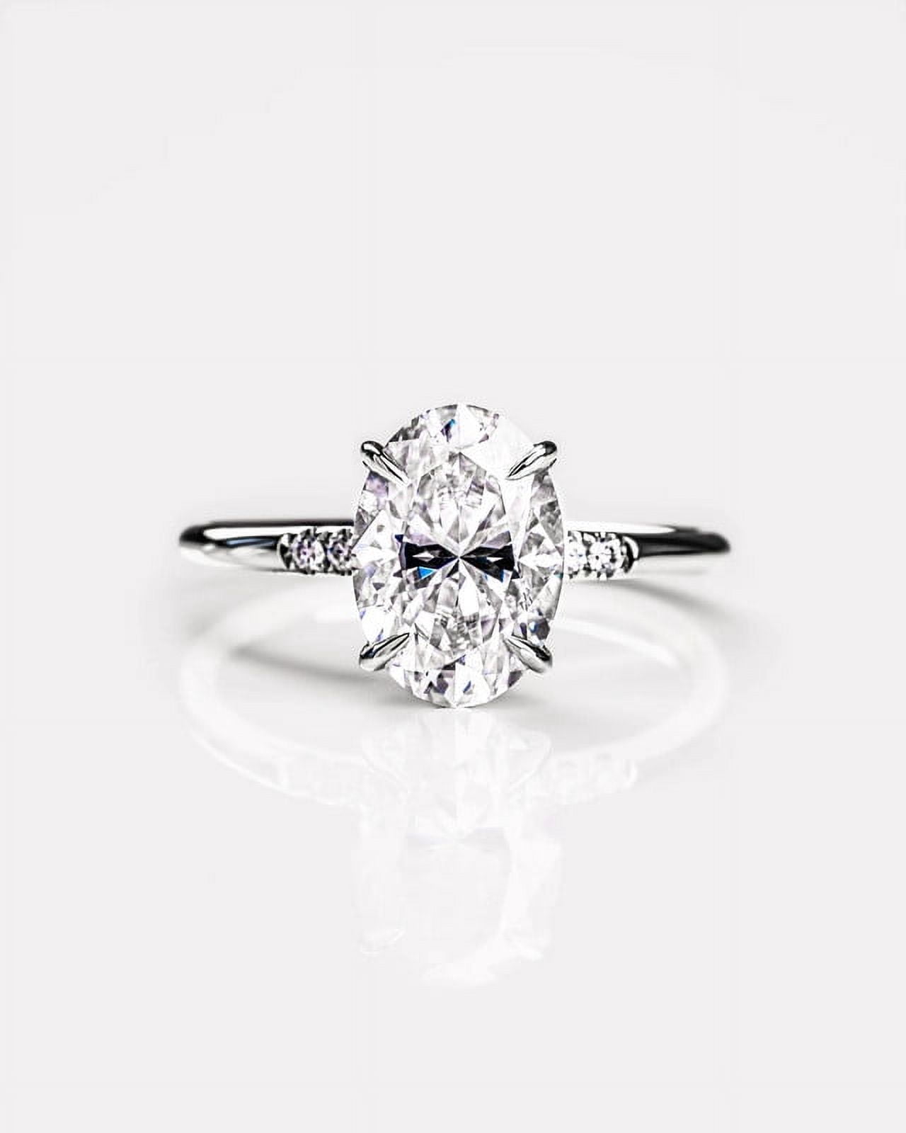 solitaire jewels 1.7CT Oval Moissanit Hidden Halo Engagement Ring For Women, 14K White Gold