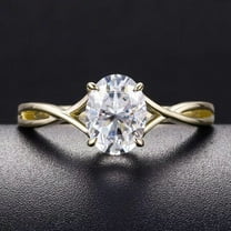 solitaire jewels 1.7CT Oval Moissanite Twisted Shank Engagement Ring For Women, 14K Yellow Gold