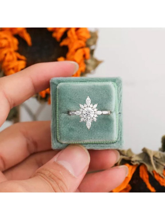 1CT Round Moissanite Art Deco Engagement Ring For Women, 10K White Gold