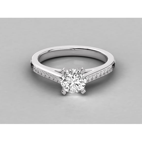 solitaire jewels 1CT Round Moissanite Solitaire Engagement Ring For Women, 925 Silver, D Color VVS Clarity