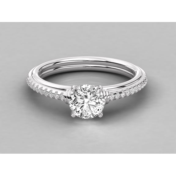 solitaire jewels 1CT Round Moissanite Solitaire Engagement Ring For Women, 925 Silver, D Color VVS Clarity