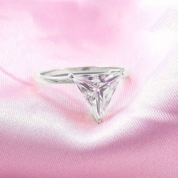 solitaire jewels 1CT Triangle Moissanite Solitaire Engagement Ring For Women, 10K White Gold