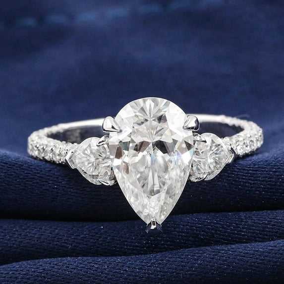 solitaire jewels 2.25CT Art Deco Pear Moissanite Hidden Halo Engagement Ring For Women, 18K Rose Gold