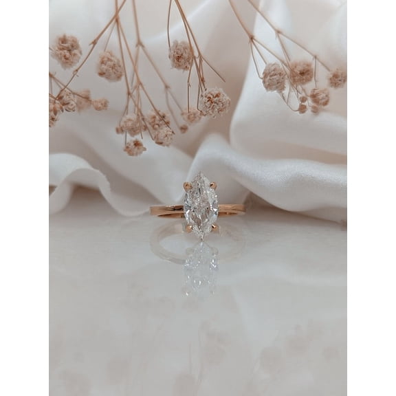 solitaire jewels 2.5 CT Marquise Solitaire Moissanite Engagement Ring For Women, 14K Rose Gold