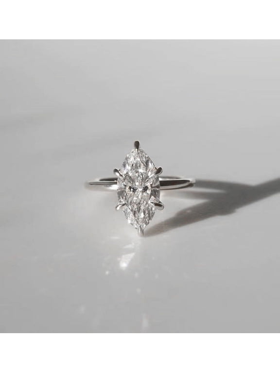 2.5CT Marquise Moissanite Solitaire Engagement Ring For Women, 10K White Gold