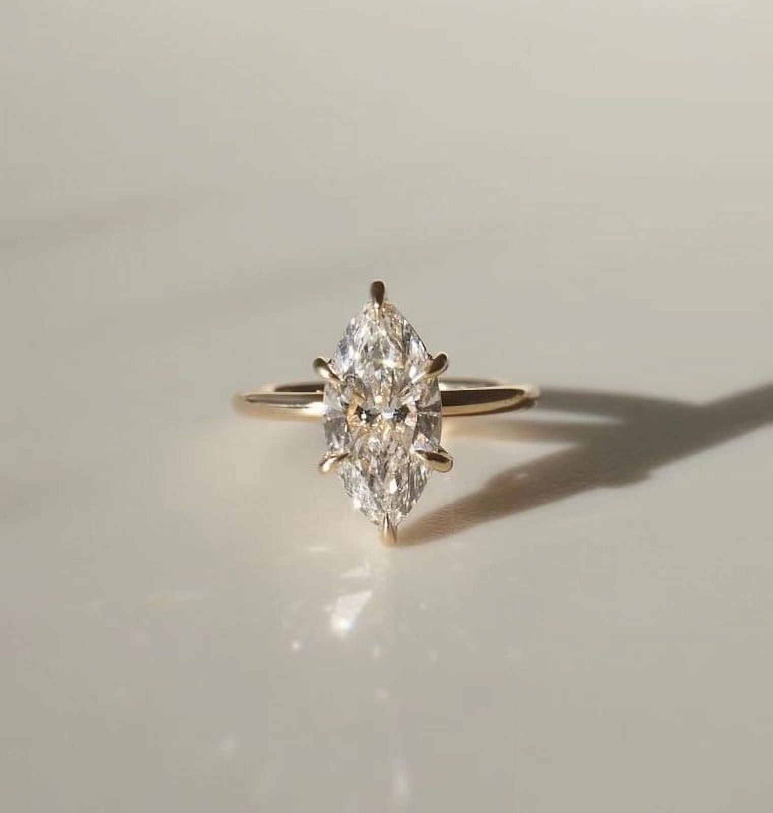 solitaire jewels 2.5CT Marquise Moissanite Solitaire Engagement Ring For Women, 10K Yellow Gold