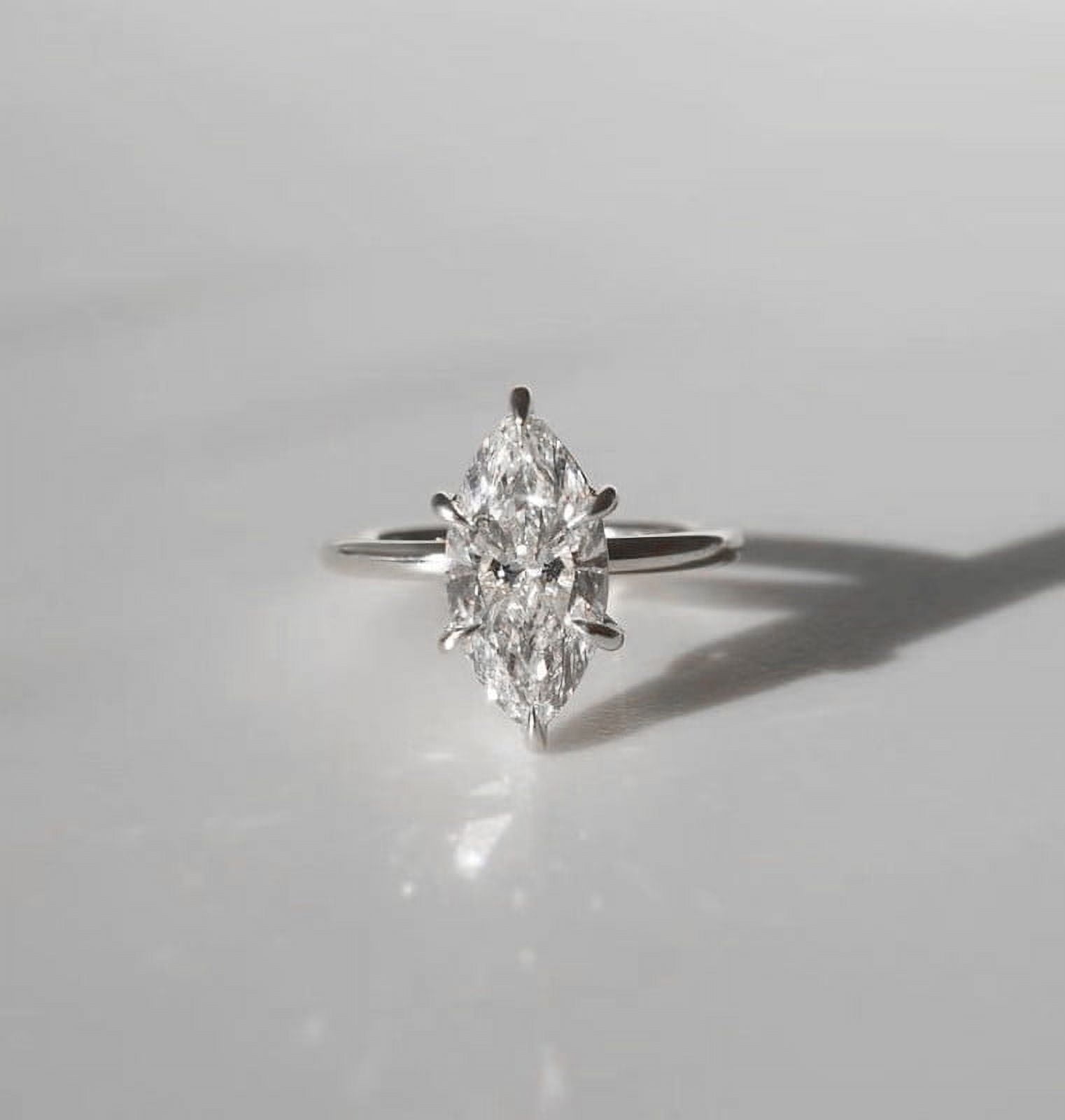 solitaire jewels 2.5CT Marquise Moissanite Solitaire Engagement Ring For Women, 18K White Gold