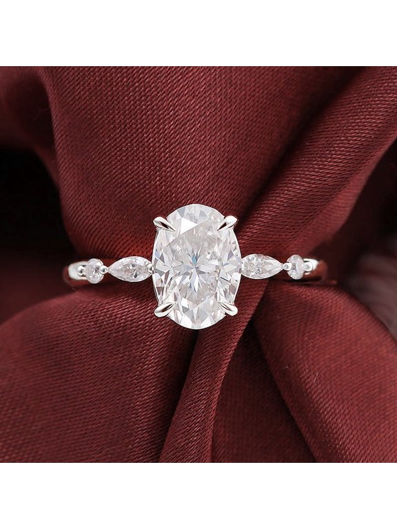2.5CT Oval Moissanit Engagement Ring For Women, 10K White Gold