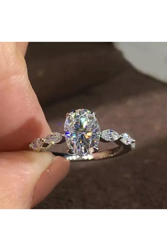 2.5CT Oval Moissanite Solitaire Engagement Ring For Women, 10K White Gold