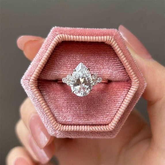 solitaire jewels 2.5CT Pear Moissanite Engagement Ring For Women, 10K Rose Gold