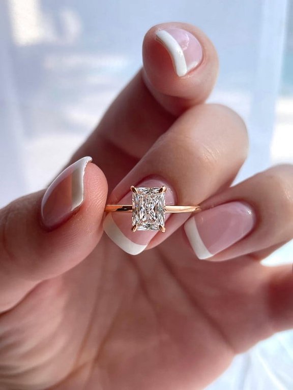 2.5CT Radiant Hidden Halo Moissanite Engagement Ring For Women, 10K Rose Gold