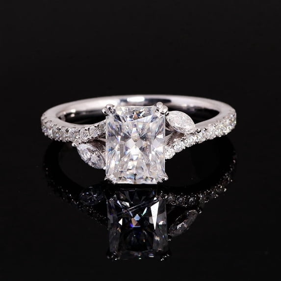 solitaire jewels 2.5CT Radiant Moissanite Engagement Ring For Women, 18K Rose Gold