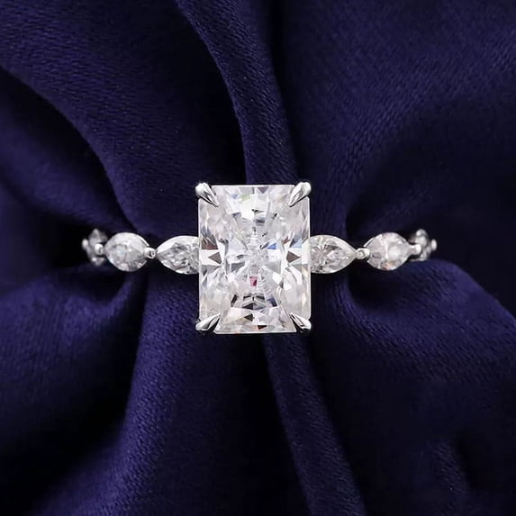solitaire jewels 2.5CT Radiant Moissanite Solitaire Engagement Ring For Women, 14K White Gold