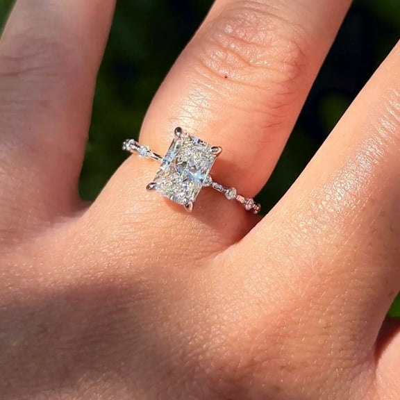 solitaire jewels 2.5CT Radiant Moissanite Solitaire Engagement Ring For Women, 14K Yellow Gold