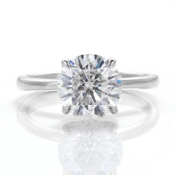 solitaire jewels 2.5CT Tulip Setting Round Moissanite Engagement Ring For Women, 10K White Gold