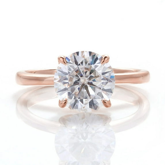 solitaire jewels 2.5CT Tulip Setting Round Moissanite Engagement Ring For Women, 14K Rose Gold