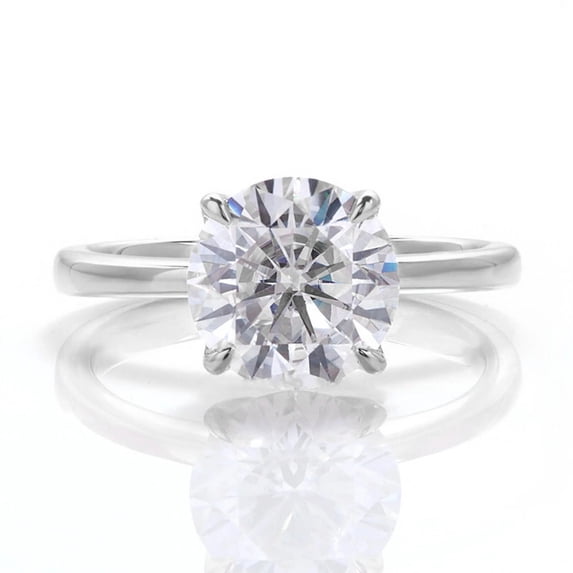 solitaire jewels 2.5CT Tulip Setting Round Moissanite Engagement Ring For Women, 18K White Gold