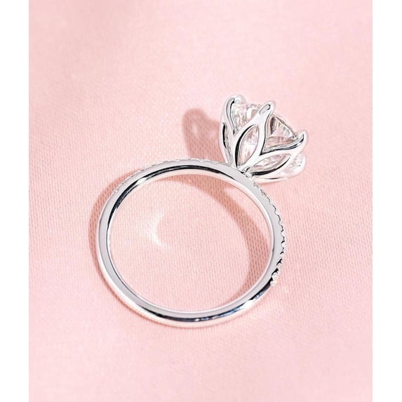 solitaire jewels 2.5CT Tulip Setting Round Moissanite Engagement Ring For Women, 10K White Gold