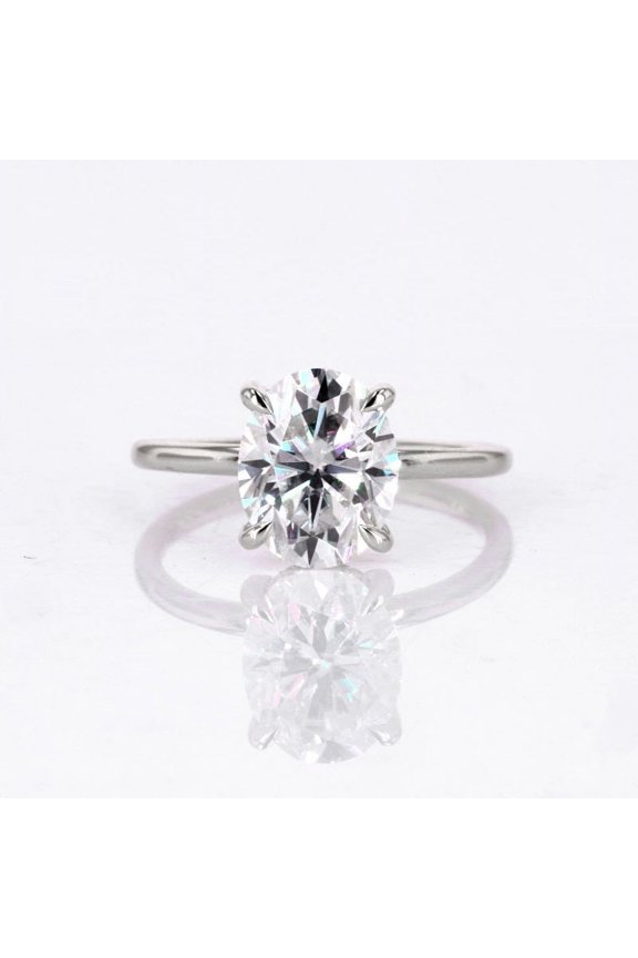 2.75CT Oval Moissanit Hidden Halo Engagement Ring For Women, 10K White Gold