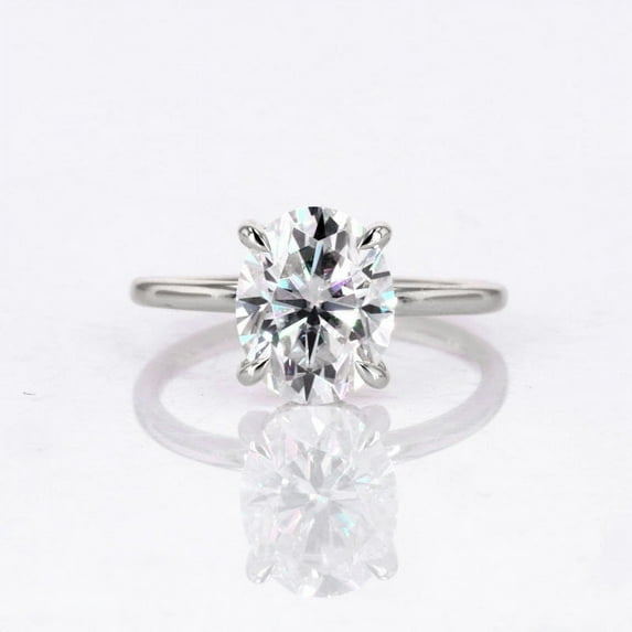 solitaire jewels 2.75CT Oval Moissanit Hidden Halo Engagement Ring For Women, 14K White Gold