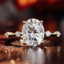 solitaire jewels 2.75CT Oval Moissanite Distance Diamond Engagement Ring For Women, 14K Yellow Gold