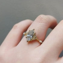 solitaire jewels 2CT Art Deco Marquise Moissanite Solitaire Engagement Ring For Women, 14K Yellow Gold