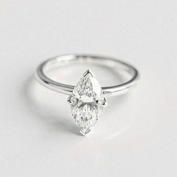 solitaire jewels 2CT Compass setting Marquise Moissanite Solitaire Engagement Ring For Women, 10K White Gold