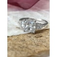 thumbnail image 1 of solitaire jewels 2CT Cushion Moissanite 3 Stone Engagement Ring For Women, 18K White Gold, 1 of 6