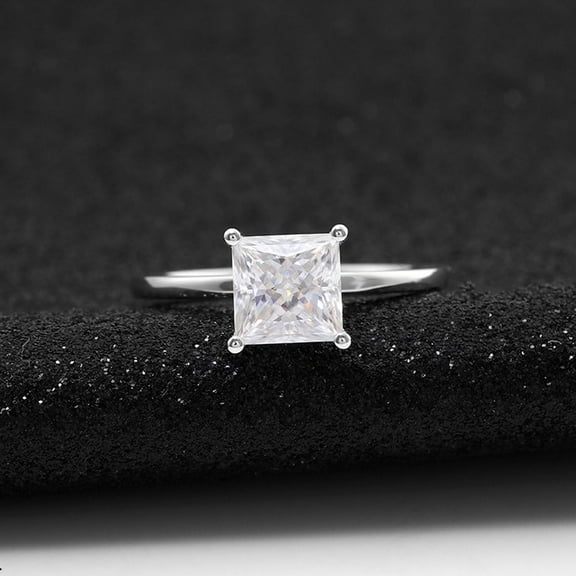 solitaire jewels 2CT Princess Moissanite Hidden Halo Solitaire Engagement Ring For Women, 14K Yellow Gold