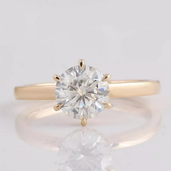 solitaire jewels 2CT Round Moissanite Hidden Halo Engagement Ring For Women, 14K Yellow Gold