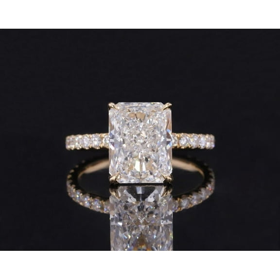 solitaire jewels 3.5CT Radiant Moissanite Hidden Halo Engagement Ring For Women, 10K Yellow Gold