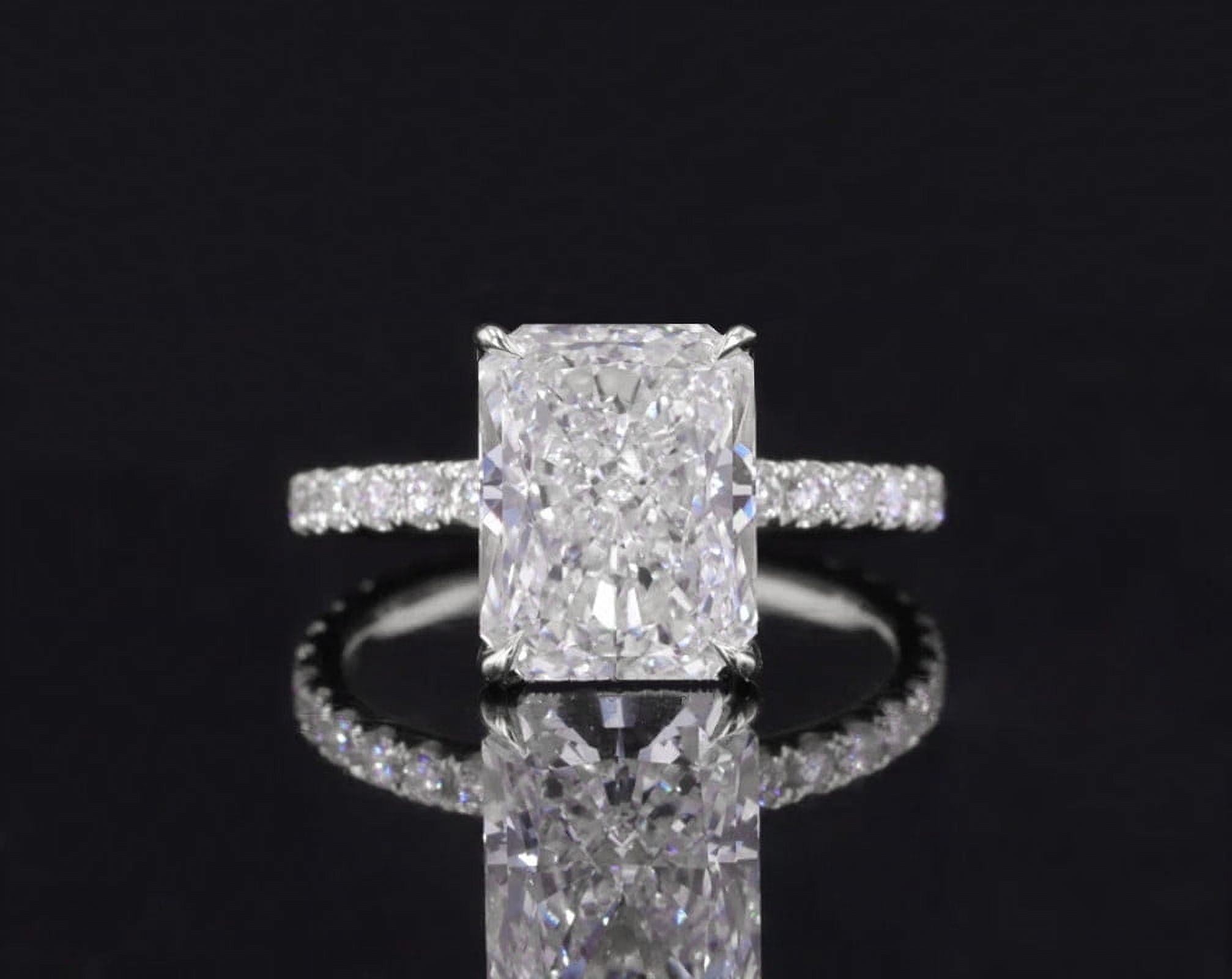 solitaire jewels 3.5CT Radiant Moissanite Hidden Halo Engagement Ring For Women, 14K White Gold