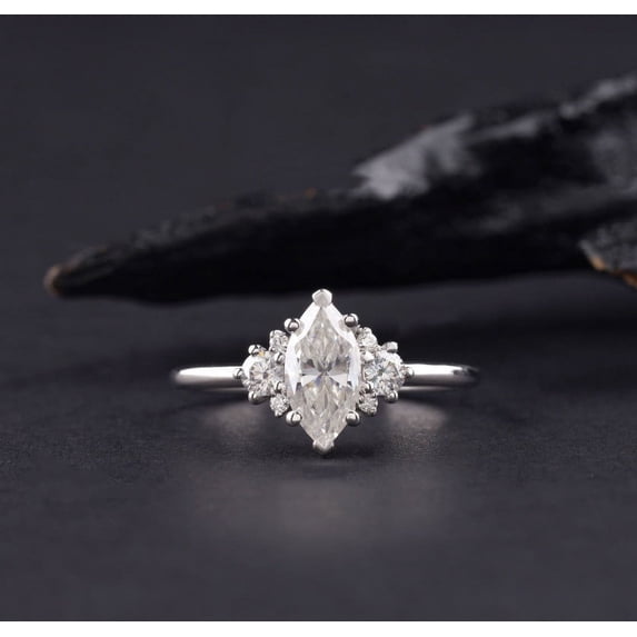 solitaire jewels Art Deco Marquise Moissanite Engagement Ring For Women, 3CT, 14K Yellow Gold