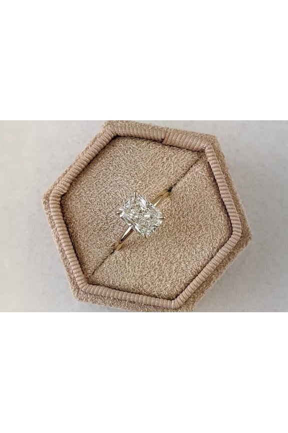 3.5CT Radiant Moissanite Solitaire Engagement Ring For Women, 10K White Gold